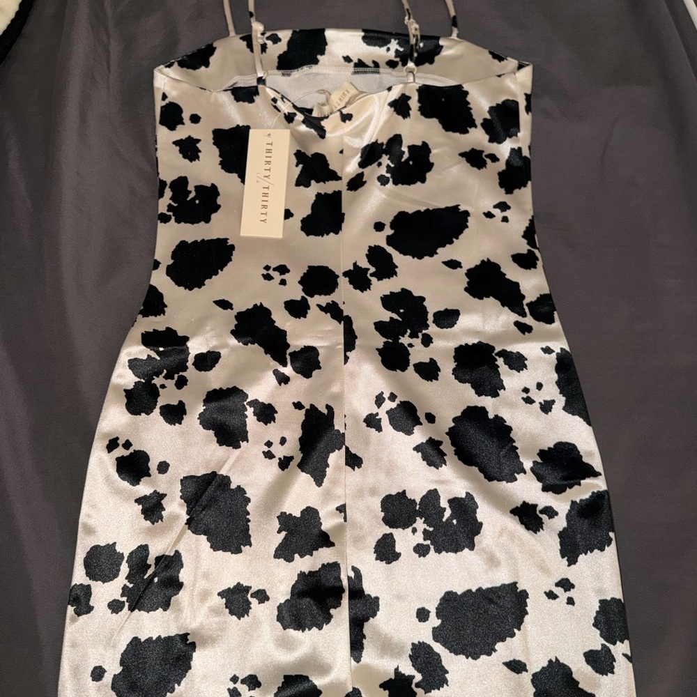 Source Unknown Black and White Spotted Mini Dress
